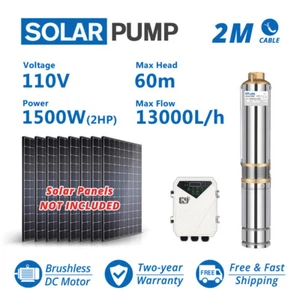4" DC Submersible Well Solar Water Pump MPPT Controller Kit 110V 2HP Big Flow - Picture 1 of 11