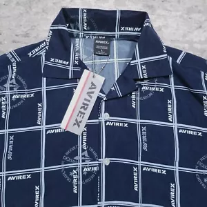 Vintage Avirex All Over Print Shirt Mens Large Short Sleeve Plaid Button Down - Picture 1 of 11