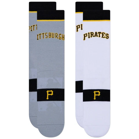 Pittsburgh Pirates Home Away Uniform Crew Socks Mens Large Fits Size 6-12 MLB Cover