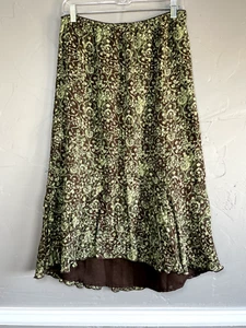 Vintage Y2K Style & Co Women's Size 12 Brown & Green Midi Skirt Layered Bottom - Picture 1 of 7