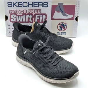 Skechers “Virtue” Women’s Stretch Knit Hands Free Swift Fit Shoe (Black) - NEW - Picture 1 of 18