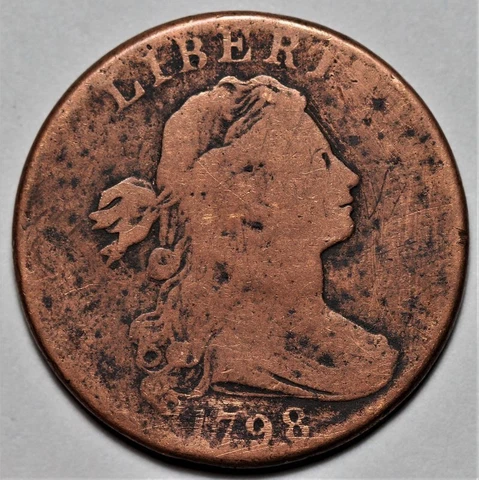 1798 Draped Bust Large Cent - 2nd Hair Style - US 1c Copper Penny Coin - L37 Cover