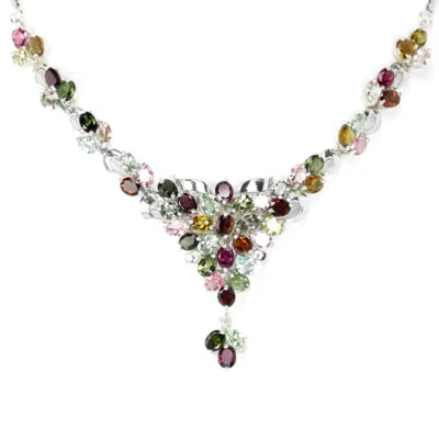 Turmalin Collier Halskette 925 Silber 585 Weißgold vergoldet - Bild 1 von 3