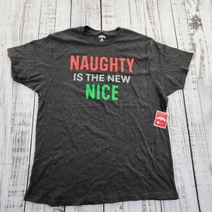 Naughty is the New Nice Christmas Gray Short Sleeve T-Shirt Men's XL - Picture 1 of 9