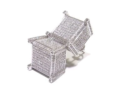 Conjunto de pendientes cuadrados de diamantes de corte redondo blanco de 2,75 quilates de oro blanco de 10 k  Foto 1 de 4