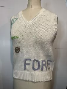 Gilet da golf vintage Herman Geist maglia ricamata a mano tema golf taglia S cotone - Foto 1 di 5