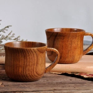 Taza de madera natural madera café té cerveza jugo leche agua taza de café de madera - Imagen 1 de 11