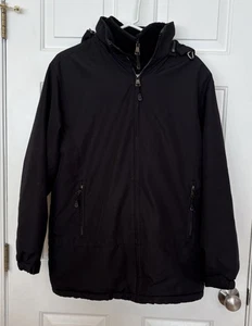 Weatherproof Jacket Mens M Black Coat Pockets Lined Hood Career Casual Warm - Picture 1 of 6