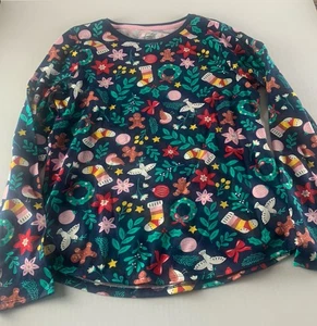 Girls Wonder Nation Long Sleeve Top Size 10/12 Plus Colorful Christmas Holiday - Picture 1 of 4