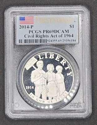 2014-P Civil Rights Act Commemorative Silver Dollar Proof | PCGS PR69DCAM - Image 1 of 4
