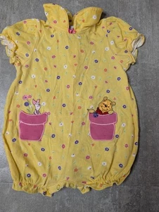 Vintage 90’s Winnie The Pooh Ferkel Blumen Print Strampler Gelb 18 Monate - Bild 1 von 10