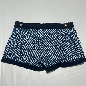 J.Crew Damen Shorts Größe 0 blau weiß geometrisches Muster Leinenmischung elegant lässig - Bild 1 von 7
