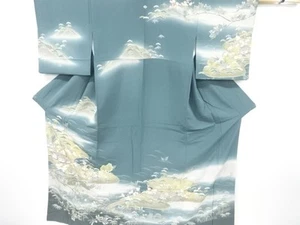 7373837: JAPANESE KIMONO / HOMONGI / HAND PAINTED YUZEN / HOUSE - Picture 1 of 1