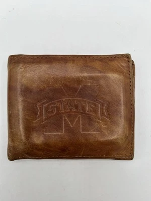 Mississippi State Bulldogs NCAA Embossed Leather Bi-Fold Wallet Men’s Brown - Image 1 of 4