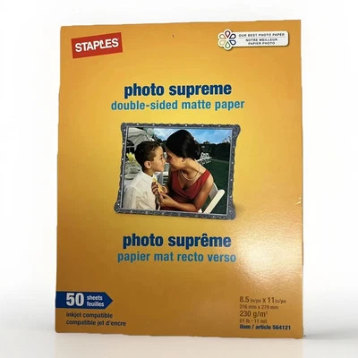 NEW Staples Photo Supreme Paper 8 1/2" x 11", Double Sided Matte 50 Pack Sealed - Image 1 of 2