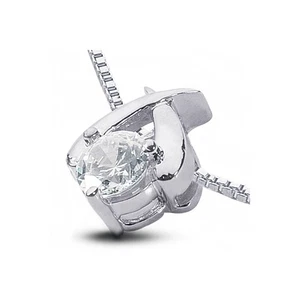 1/2ct I VS2 Round Earth Mined Certified Diamond 14k  Classic Solitaire Pendant - Picture 1 of 2