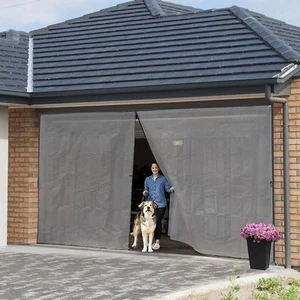 (Grey)Magnetic Garage Screen 16x8 ft, Fits 2-Car Garage, Easy Install, Bug-Proof - Picture 1 of 9