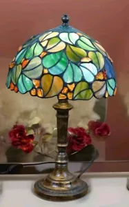 Bernstein Tischlampe Bernsteinlampe AURUM Edelstein Lampe Messing Tiffany Art - Bild 1 von 5