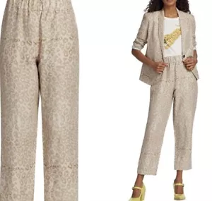 Raquel Allegra Fez 100% Linen Pants Neutral Leopard Print Women’s Size Small 2-4 - Picture 1 of 12