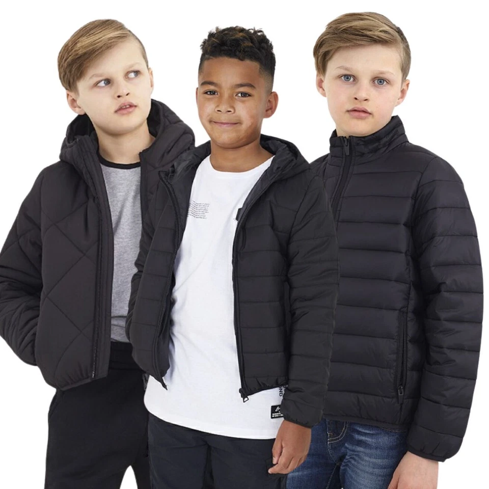 Boys Kids Puffer Jacket Brave Soul Hooded Black Padded Outerwear Coat 7-13 Years - Image 1 of 1