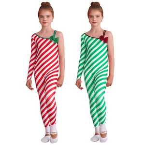 Costume da ballo natalizio bambina canna di caramelle body monospalla a righe - Foto 1 di 27
