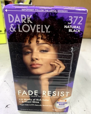 DARK & LOVELY 372 NATURAL BLACK FADE RESIST HAIR COLOR 8 WEEKS OF COLOR - 3PK - Image 1 of 4