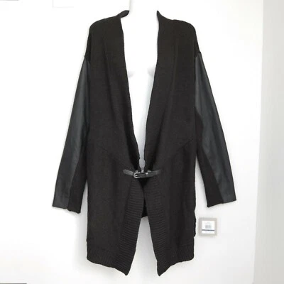 Suéter cárdigan de mosaico negro para mujer Ellen Tracy, hebilla de cinturón, talla XL, NUEVO CON ETIQUETAS $79 Foto 1 de 4