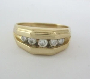 MUY BONITA ALIANZA/ANILLO DE BODA CON CANAL DE DIAMANTES DE ORO AMARILLO DE 14K .32CT. 7,5 G - Imagen 1 de 12