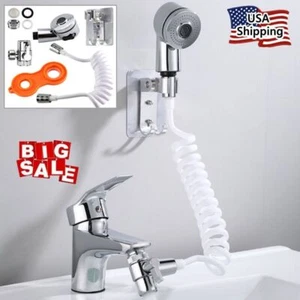 Bathroom Faucet External Shower Basin Sink Handheld Sprayer Sprinkler Base Hose - Picture 1 of 10