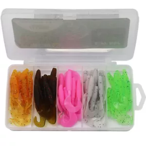 50pcs 2.16" Curly Tail Grubs Soft Plastic Fishing Lures Lot Bass Trout Swimbaits - Picture 1 of 7