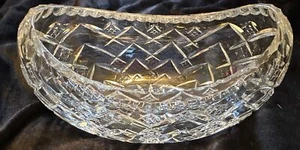 Crystal BOWL Glass OVAL BOAT Glassware Brilliant Stars HEAVY!! Unbranded VINTAGE - Picture 1 of 10