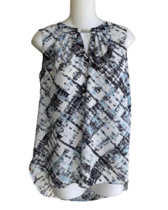 Kasper grau hellblau mehrfarbig ärmellose Bluse Hardware Top Damen Small - Bild 1 von 4