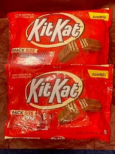 2 BAGS- Kit Kat Milk Chocolate Wafer Snack Size Candy, Jumbo Bag 20.1 oz Each - Picture 1 of 9