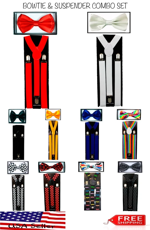 SUSPENDERS and BOW TIE COMBO SET-Tuxedo Classic Fashion Suspender and Bowtie - Image 1 of 1