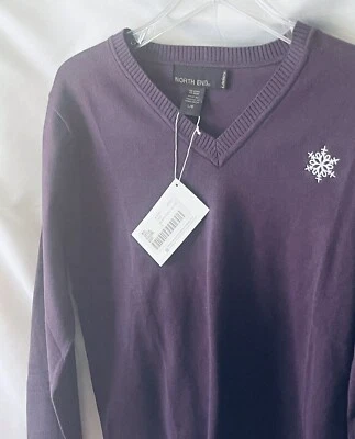 North End Long Sleeve V-Neck Cotton Blend Sweater Women's Size Large-New Foto 1 de 4