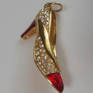 SWAROVSKI Logo gepflastert Strass & rote Emaille High Heel Schuh Anhänger/Charm - Bild 1 von 5