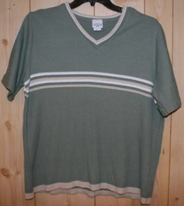Carolina Colours Green Knit Sweater Short Sleeve V-neck size 14/16 (M/L) - Picture 1 of 6
