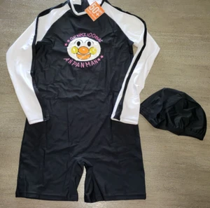 BOYS NEW NWT 1 PC SWIM SWIMMING SUIT W/HAT SPF 50+ SIZE 150 USA 12 CUTE! BLACK - Picture 1 of 1