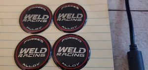 4 PCS WELD RACING WHEEL EMBLEM RIM CENTER CAP STICKER LOGO 601-3018 1.50" DIA - Picture 1 of 5