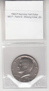 1982-P Kennedy medio dólar faltante error inicial variedad sin f débil G - Imagen 1 de 2