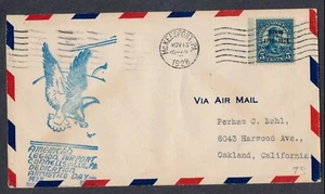 USA #648 McKeesport to Oakland Airport Dedication Cachet 1928 Airmail Cover - Picture 1 of 2