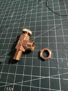 Brass Needle Valve 1/8" BSP FM x 1/8" BSP M x 90 Degrees. Valve and Nut only. - Picture 1 of 3