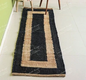 Indian Handloomed Hemp Jute Runner, Hemp For Bedroom Decor, Large Area Hemp Rug - Picture 1 of 7