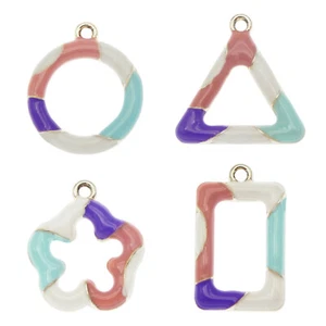 8pcs colorido surtido aleación geométrica marco colgante amuletos joyería bricolaje - Imagen 1 de 10