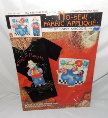 NEW Daisy Kingdom "Strawman and Miss Kitty " No Sew Fabric Applique Fall Harvest - Image 1 of 4