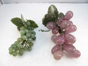 Juego de 2 racimos de uva de piedra de amatista y aventurina verde con hojas - Imagen 1 de 17