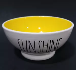 Rae Dunn "SUNSHINE" Cereal Bowl Yellow Interior Artisan Collection By Magenta - Picture 1 of 8