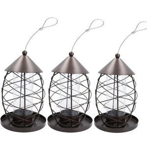 3pk Lantern Bird Feeder Seed Holder Hanging Feeding Station Wild Birds 17x25cm - Picture 1 of 4