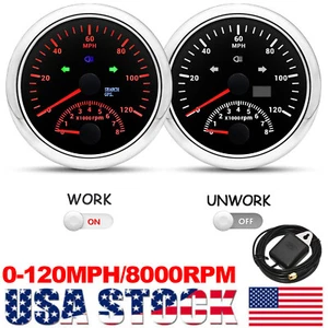 85mm GPS Speedometer 120MPH with Tachometer 8000RPM Gauge Waterproof for Boat - Picture 1 of 13