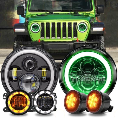 Faros LED de 7" luces antiniebla luces de giro para Jeep Wrangler JK 2007-2018 Foto 1 de 4